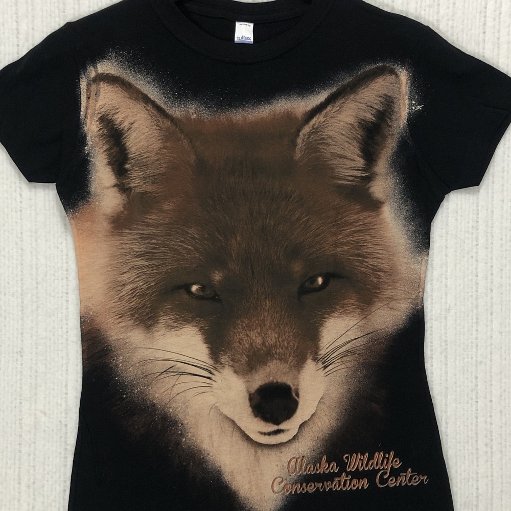 Tultex Alaska Wildlife Conservation Center Red Fox Graphic T-Shirt Black Small